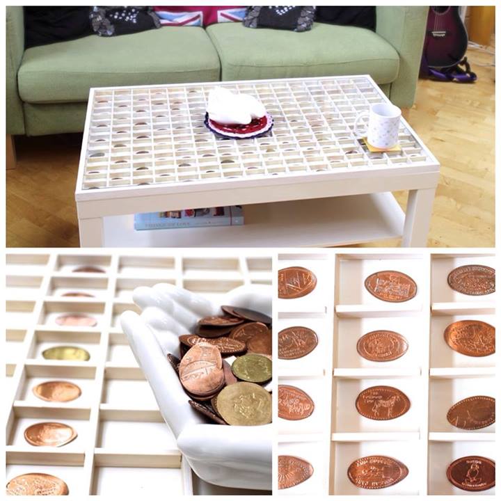 Feeling like the luckiest Cat ever. Tom built me a table to display all my lucky squished pennies!